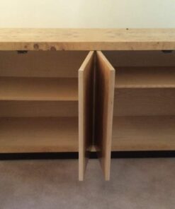 Mid Century Burled Olive Credenza- open- styylish