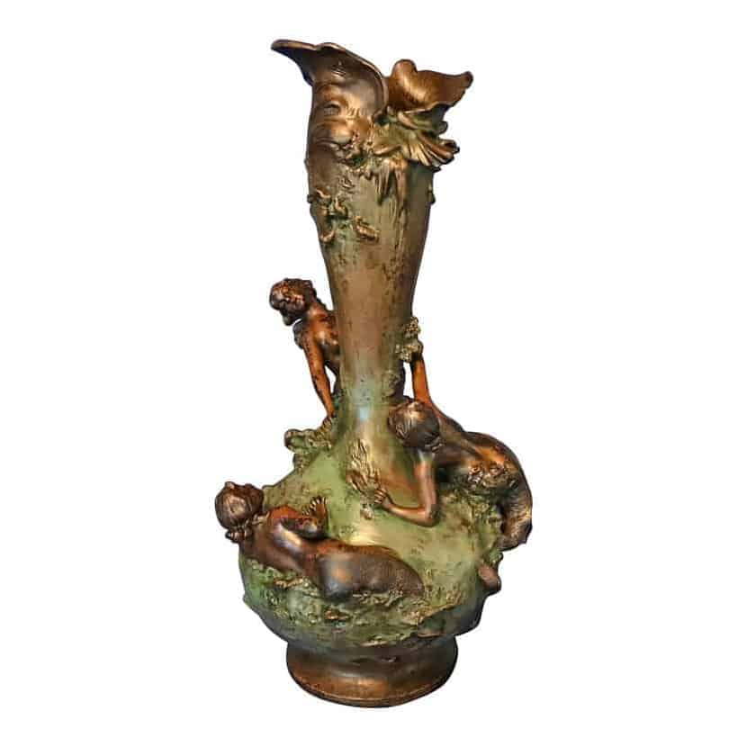 Ignaz Mansch Art Nouveau Bronze Vase- 20th century- styylish