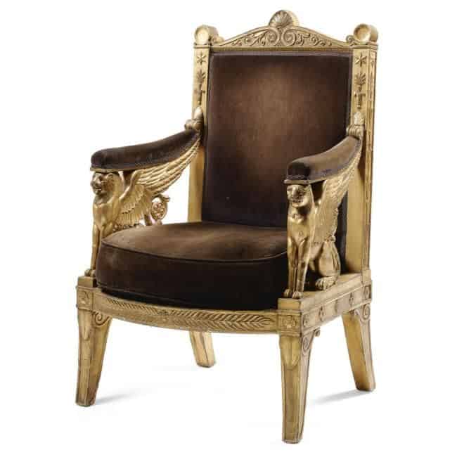 French Furniture - An Imperial carved giltwood ceremonial armchair