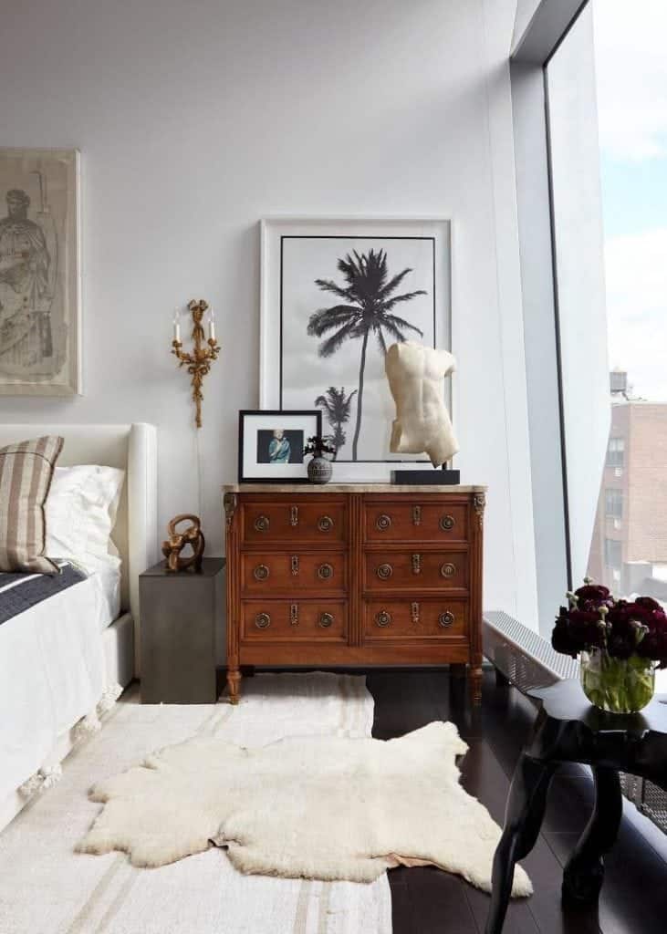 sustainable-furniture-antique=chest-of-drawers-in-contemporary-bedroom