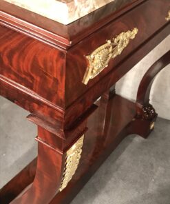 Console table mahogany- view of front corner- styylish