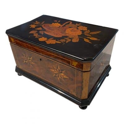 Biedermeier Box, Ebony, Walnut and Inlays, South Germany, circa 1850