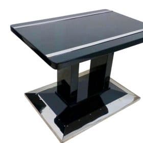 Chrome Bauhaus Side Table, Black Lacquer, Austria, circa 1920