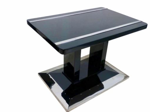 Bauhaus Side / Luggage Table, Black Lacquer and Chrome, Austria, circa 1920