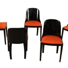 Art Deco Dining Room Chairs, Ebonized Wood, France, 1930