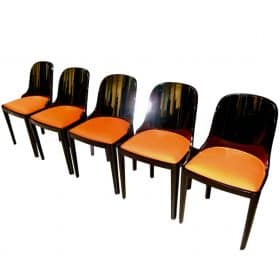 Art Deco Dining Room Chairs, Ebonized Wood, France, 1930