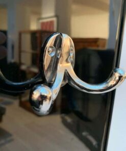 Art Deco Wardrobe with Mirror, Black Lacquer and Nickel, France, 1920s