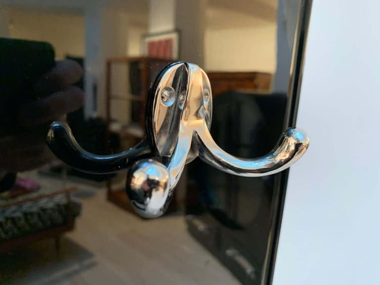 Art Deco Wardrobe with Mirror, Black Lacquer and Nickel, France, 1920s