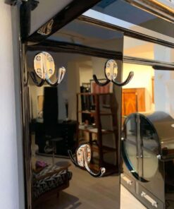 Art Deco Wardrobe with Mirror, Black Lacquer and Nickel, France, 1920s