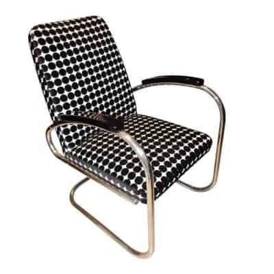 Bauhaus Tubular Steel Chair, 'FUN' Fabric, Germany circa 1925