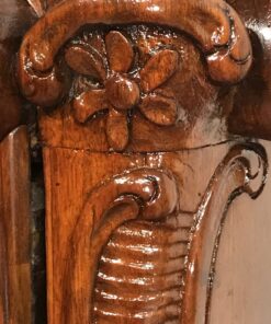 Antique walnut dresser- detail of flower carving- styylish