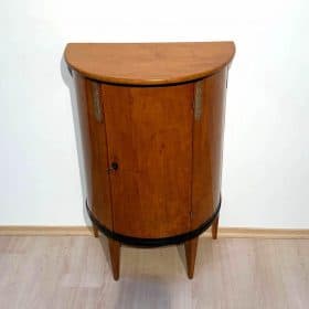 Biedermeier Half Cabinet, Demi-lune, Cherrywood and Brass, France, circa 1810