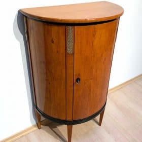 Biedermeier Half Cabinet, Demi-lune, Cherrywood and Brass, France, circa 1810