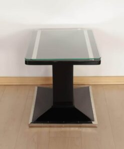 Bauhaus Side / Luggage Table, Black Lacquer and Chrome, Austria, circa 1920