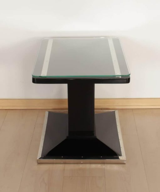 Bauhaus Side / Luggage Table, Black Lacquer and Chrome, Austria, circa 1920