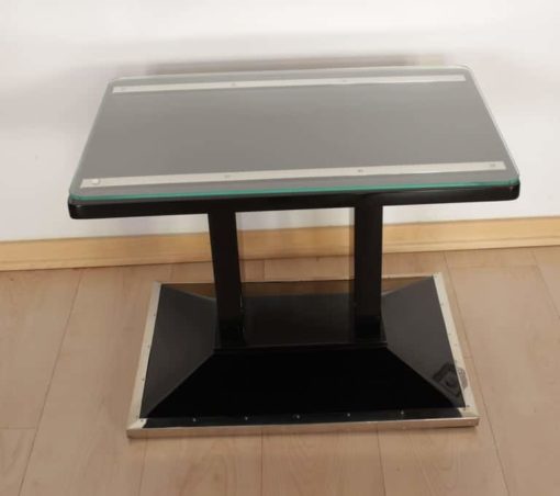 Bauhaus Side / Luggage Table, Black Lacquer and Chrome, Austria, circa 1920