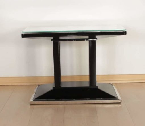 Bauhaus Side / Luggage Table, Black Lacquer and Chrome, Austria, circa 1920