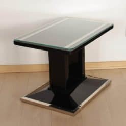 Bauhaus Side / Luggage Table, Black Lacquer and Chrome, Austria, circa 1920