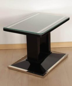Bauhaus Side / Luggage Table, Black Lacquer and Chrome, Austria, circa 1920
