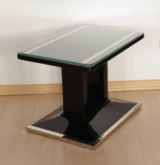 Bauhaus Side / Luggage Table, Black Lacquer and Chrome, Austria, circa 1920