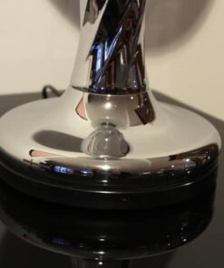 Pair of Midcentury Table Lamps, Chromed Columns and White Opaline Glass, 1950s