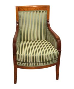 Directoire Bergere Chair France- green gold striped fabric- Styylish