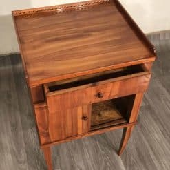 Biedermeier Nightstand- detail with open drawer and door- styylish