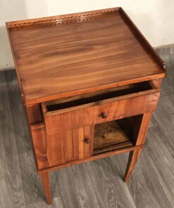 Biedermeier Nightstand- detail with open drawer and door- styylish