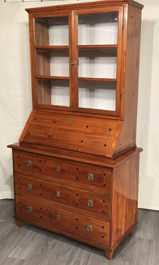 Antique Secretary Desk with bookcase- Three-quarter-view- styylish