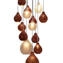 Murano Glass Pendant Light- diamond shape, copper and transparent- Styylish