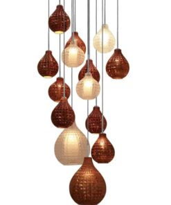 Murano Glass Pendant Light- diamond shape, copper and transparent- Styylish