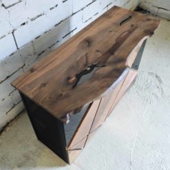 Modern bar cabinet- detail of the walnut top- styylish