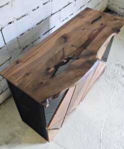 Modern bar cabinet- detail of the walnut top- styylish