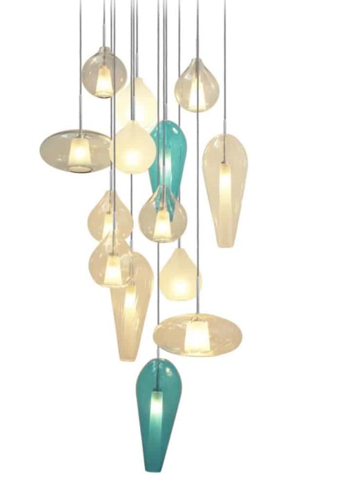 Hand blown pendant lights beige and blue- Styylish