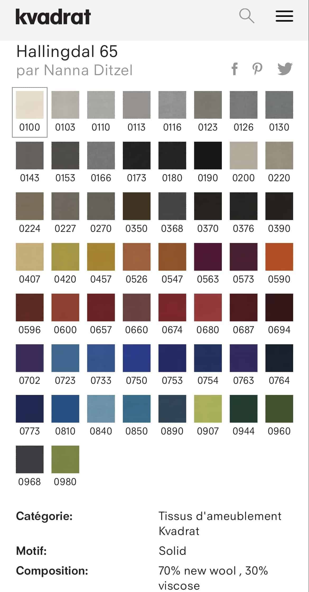 Colors of Kvadrat Fabric- Styylish