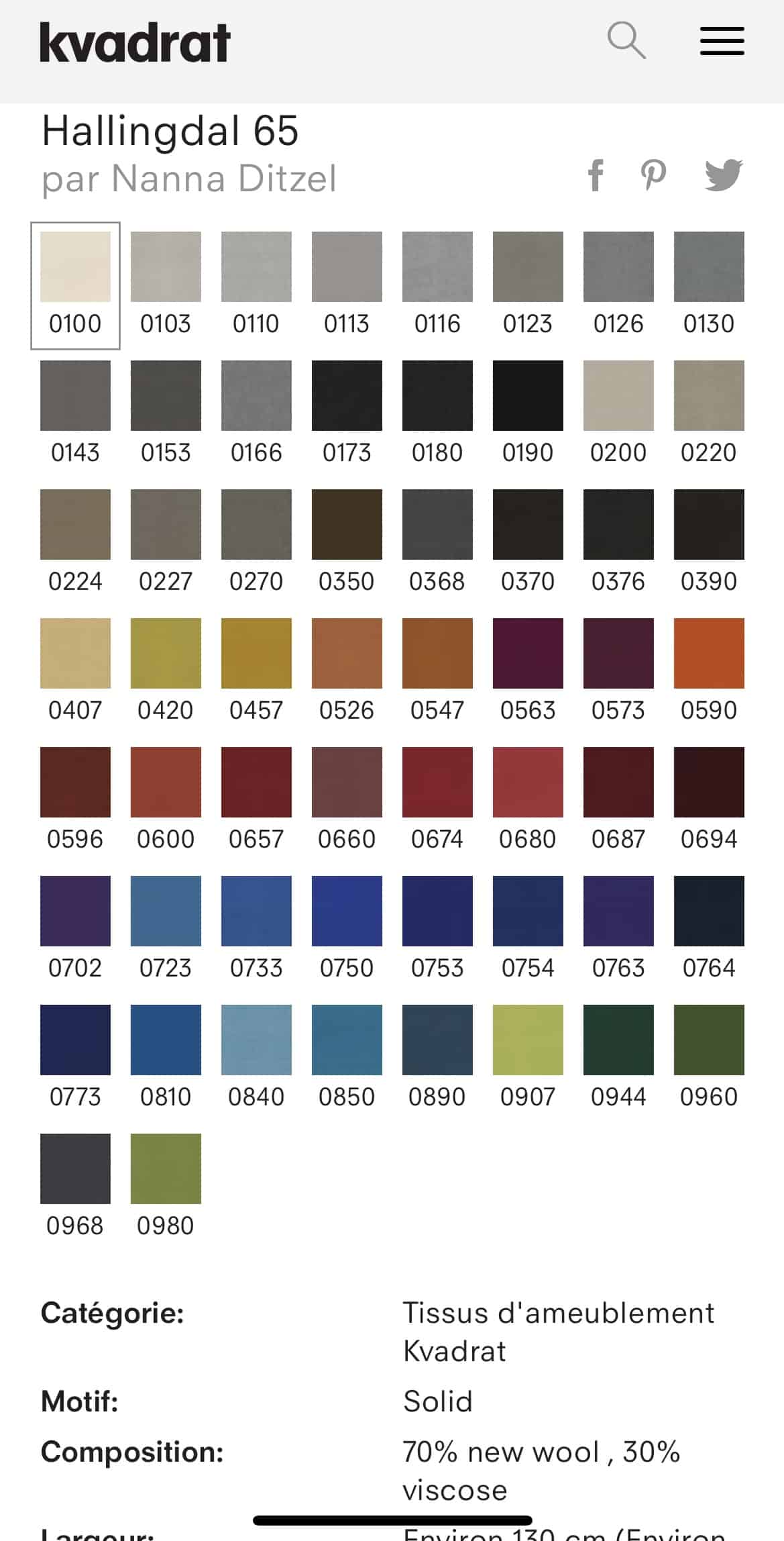 Colors of Kvadrat Fabric- Styylish