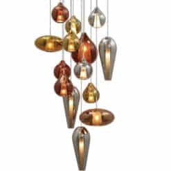 Hand blown pendant lights brown, gold and grey- Styylish