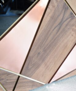 Modern bar cabinet- detail of the front with different wood and epoxy materials- styylish