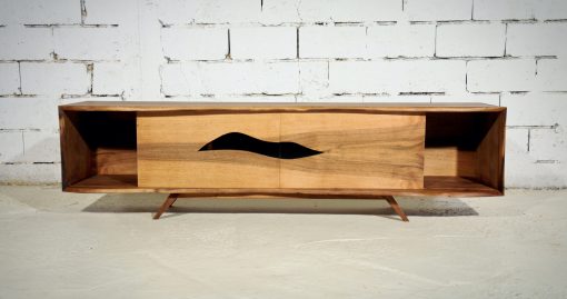 Modern sideboard- walnut- front view with doors closed- styylish