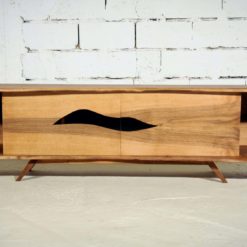 Modern sideboard- walnut- front view with doors closed- styylish