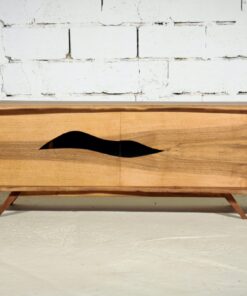 Modern sideboard- walnut- front view with doors closed- styylish