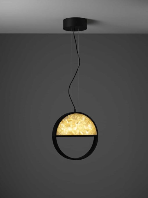 Round Pendant light- in yellow glass- Styylish