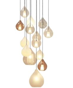 Murano Glass Pendant Light- transparent, bluish grey, smoky rose, white- Styylish