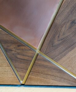 Modern bar cabinet- detail of the wood and copper- styylish