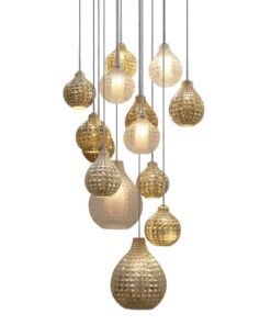 Murano Glass Pendant Light- diamond shape in transparent and silver- Styylish