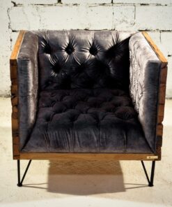 Reclaimed wood- front view of armchair- styylish