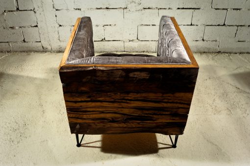 Reclaimed wood- back view of armchair- styylish