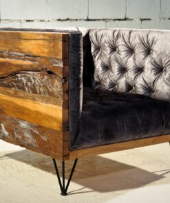 Reclaimed wood- three quarter view of armchair- styylish