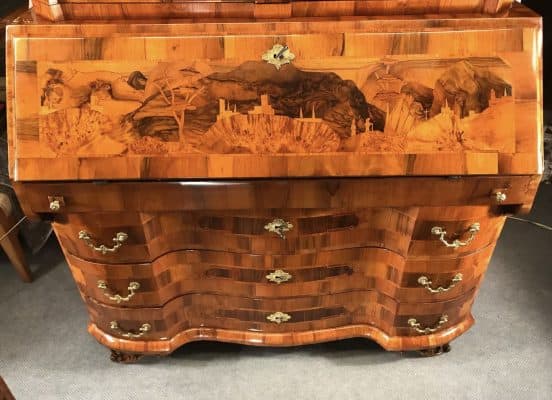 Baroque Cabinet- view of the marquetry on the writing flap- styylish