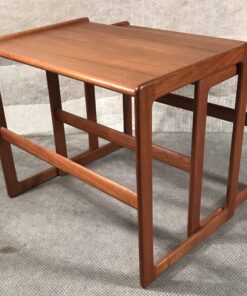 Mid-century Nesting tables- teak wood, three quarter view- Styylish